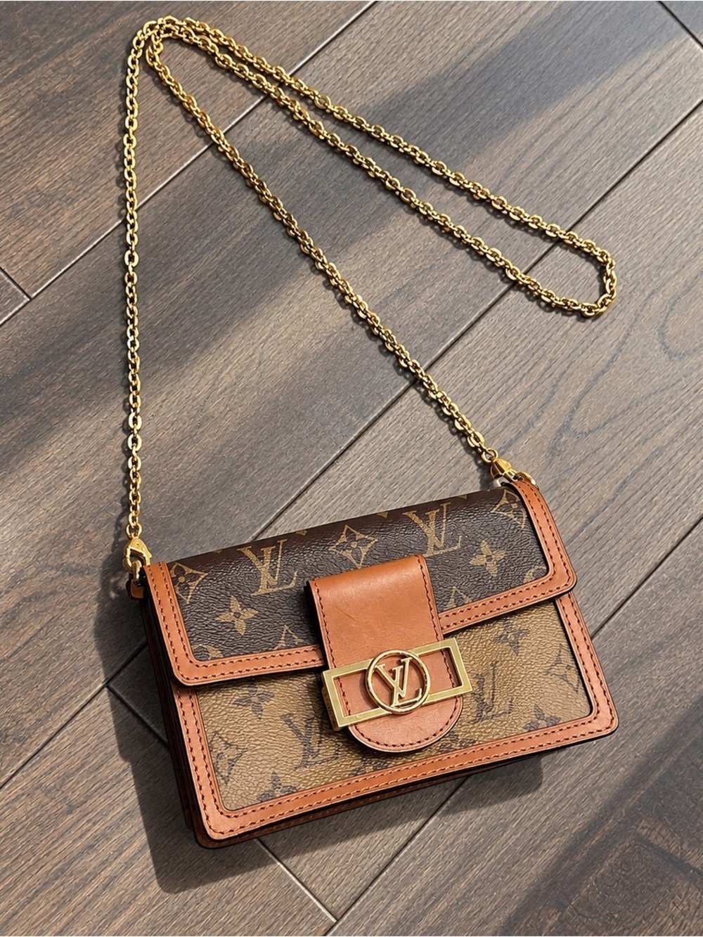 LOUIS VUITTON Reverse Monogram Dauphine Chain Wallet Bag